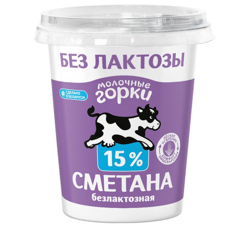 Сметана "Молочные горки" 15% 350 гр. стакан